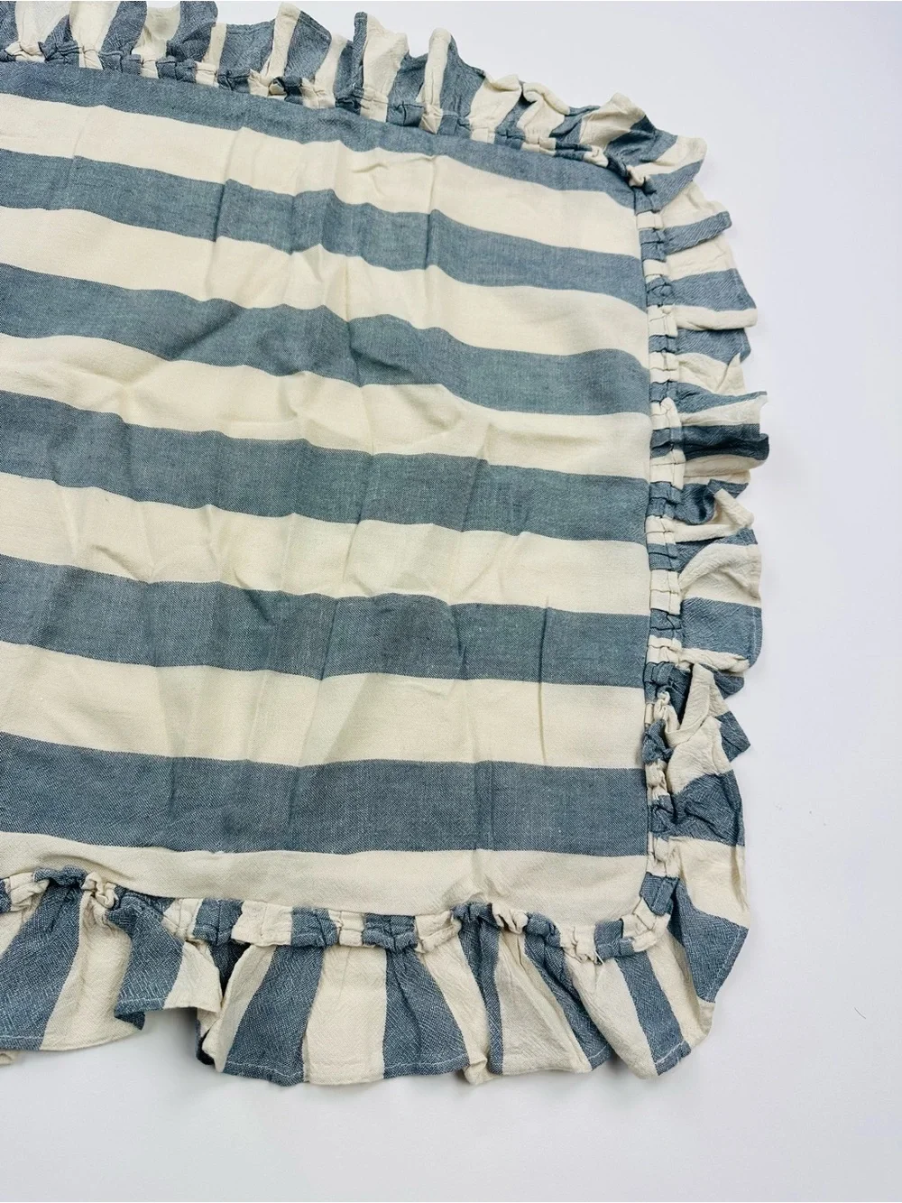 Threshold Studio McGee Blue Striped Ruffle Accent Pillow 20 x 20 inches